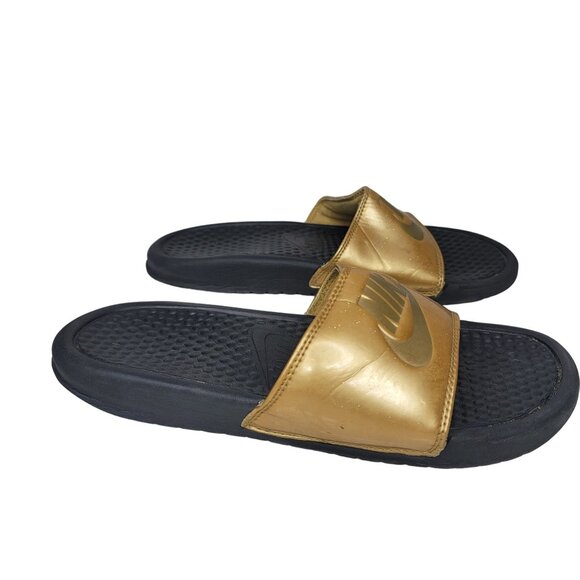 Nike Black & Gold Slide Sandals 7 - Picture 6 of 8